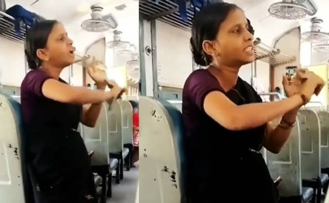 viral woman singing kannodu kanbathellam in train video